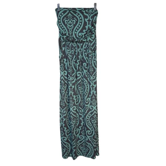 Vanilla Bay Women's Strapless Full Length Maxi Dress Teal Gray Size S - Picture 2 of 5
